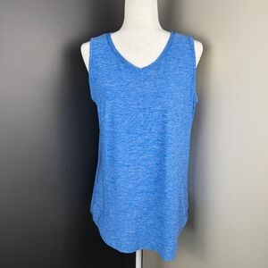 Duluth Trading Co‎ Blue Heathered V Neck Sleeveless Tank Top Women's Medium